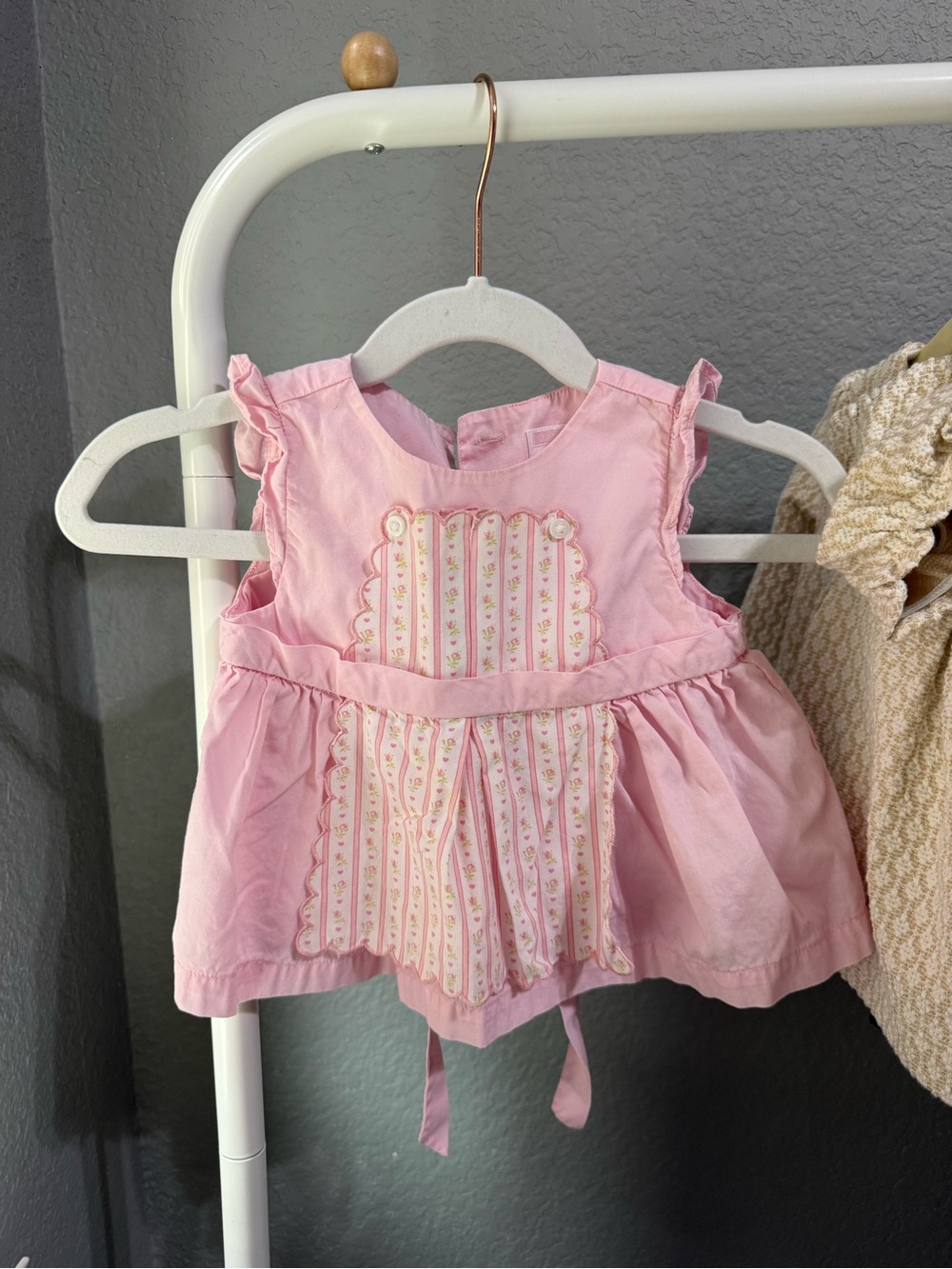 Janie and Jack Pink Floral Panel Apron Dress